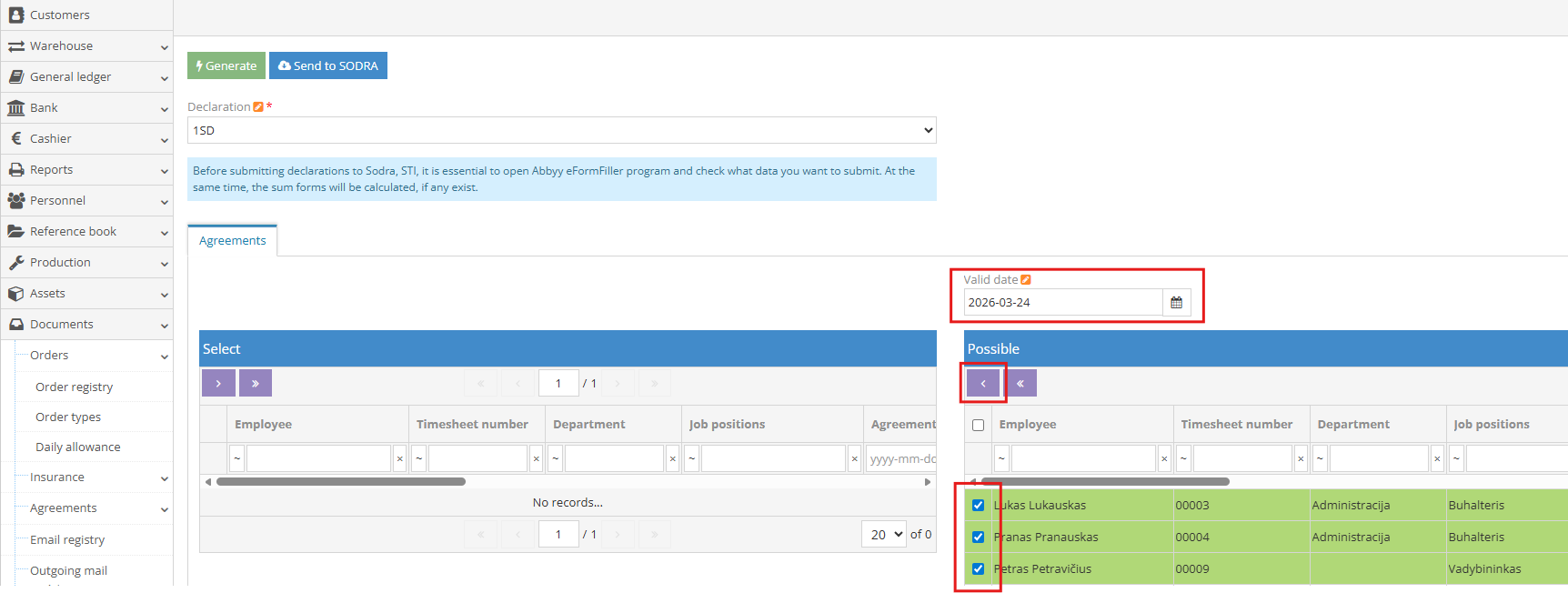 sd deklaracijos generavimas